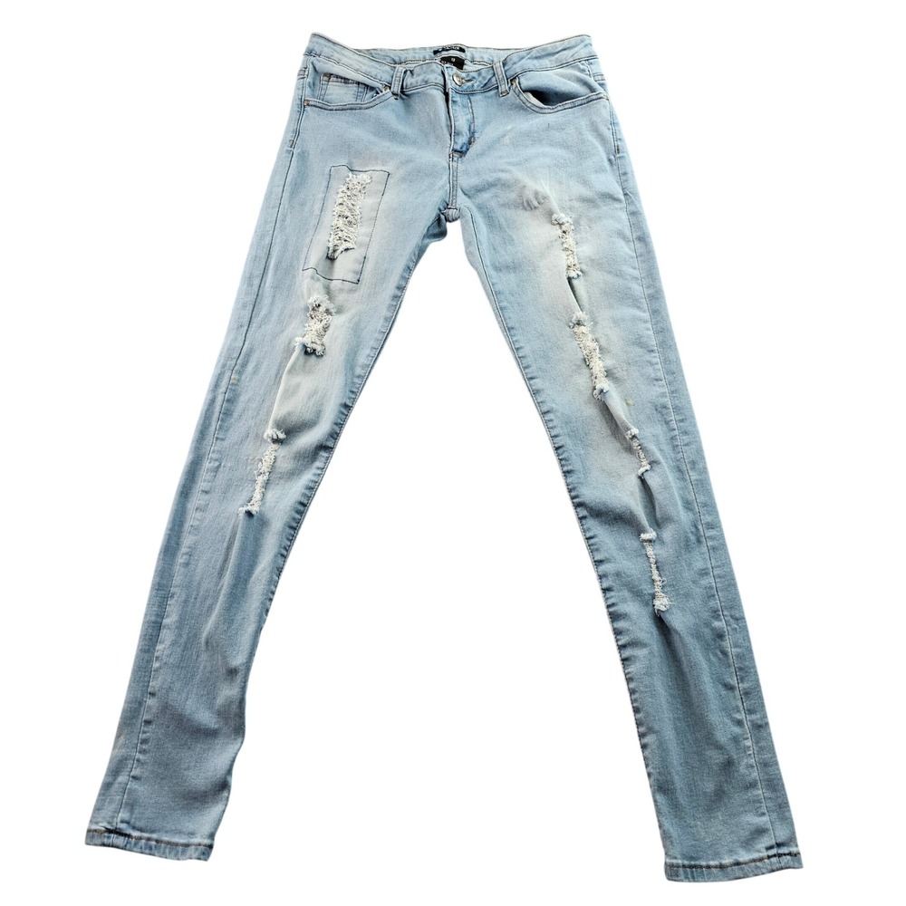 Tractor Jeans Womens 13 Blue Denim‎ Y2k Distressed Streetwear Grunge Skinny Leg